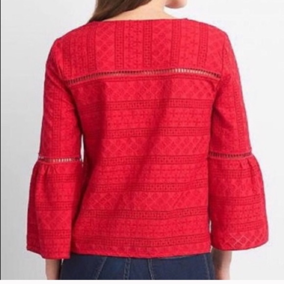 Gap Red Eyelet Bell sleeve top - Picture 3 of 8